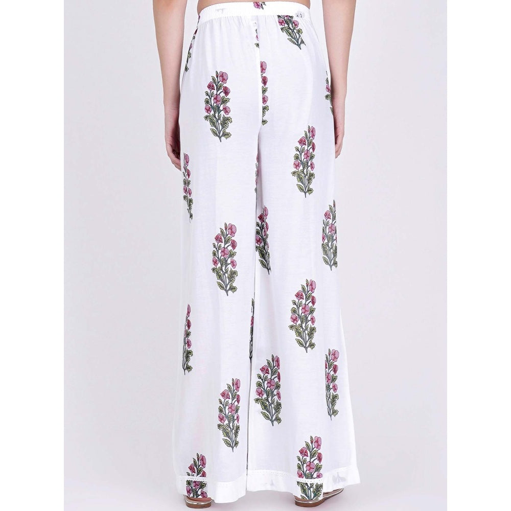 First Resort by Ramola Bachchan White Floral Pants