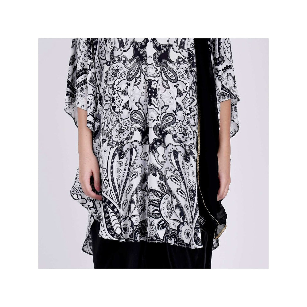 First Resort by Ramola Bachchan Black And White Paisley Pants And Dupatta Set (Set of 3)