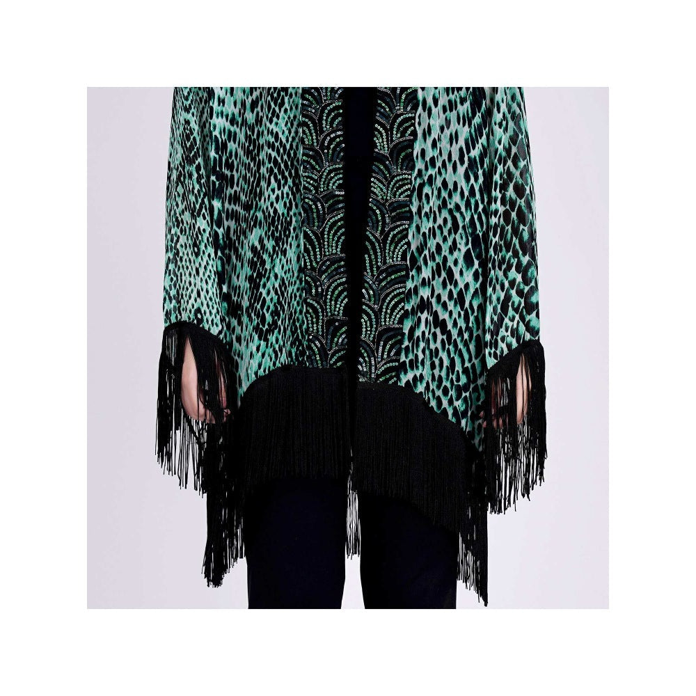 First Resort by Ramola Bachchan Green Animal Print Kimono