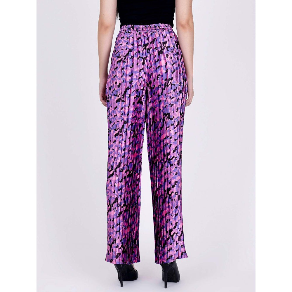 First Resort by Ramola Bachchan Pink Camouflage Print Knife Pleated Palazzo