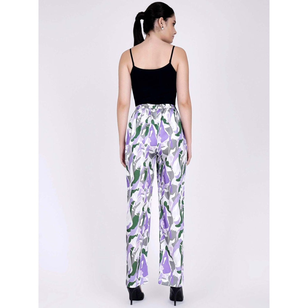 First Resort by Ramola Bachchan Purple Abstract Camouflage Printed Pants