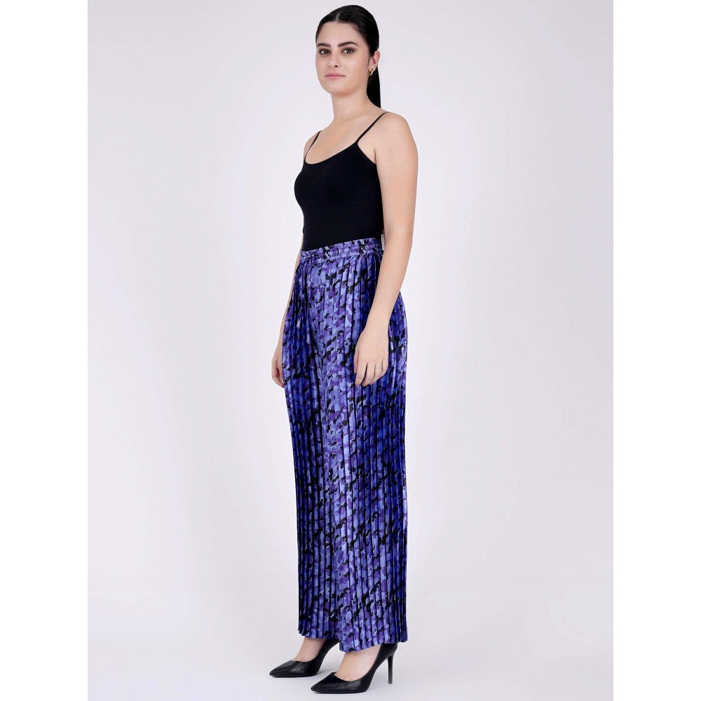 First Resort by Ramola Bachchan Blue Camouflage Print Top And Pleated Palazzo Set (Set of 2)