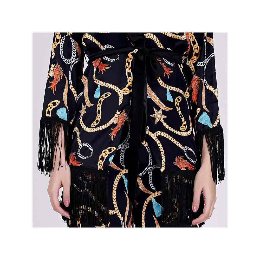 First Resort by Ramola Bachchan Black Chain Print Shirt (Set of 2)
