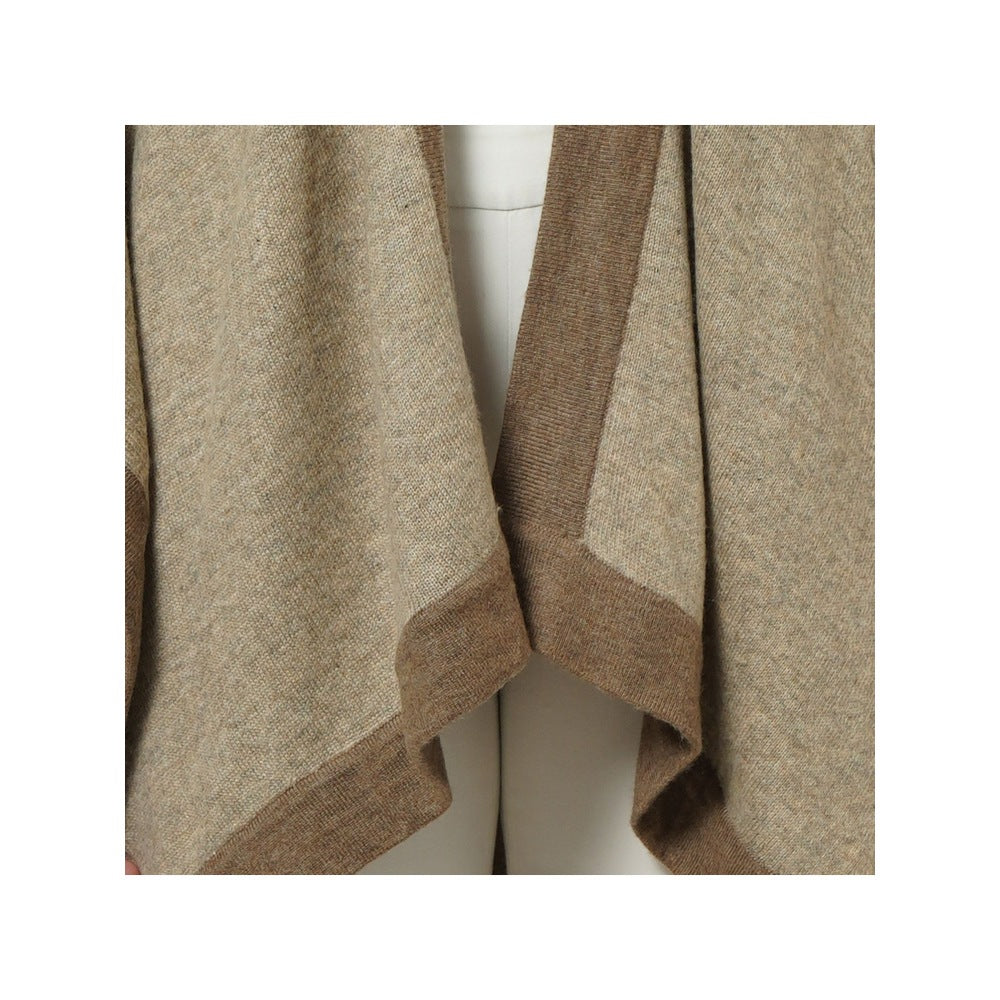 First Resort by Ramola Bachchan Sand & Brown Long Knitted Cashmere Jacket