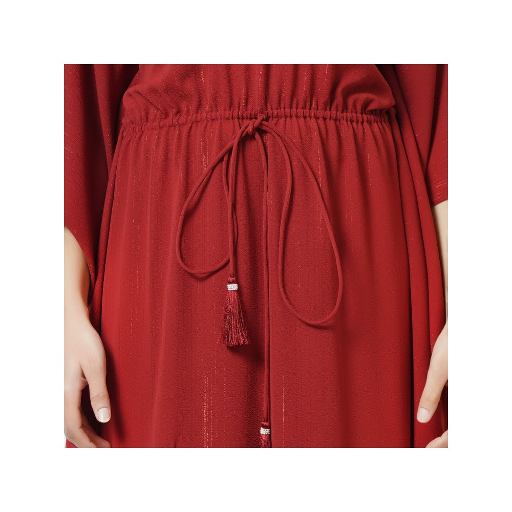 First Resort by Ramola Bachchan Russet Lurex Flared Sleeves Kaftan Dress