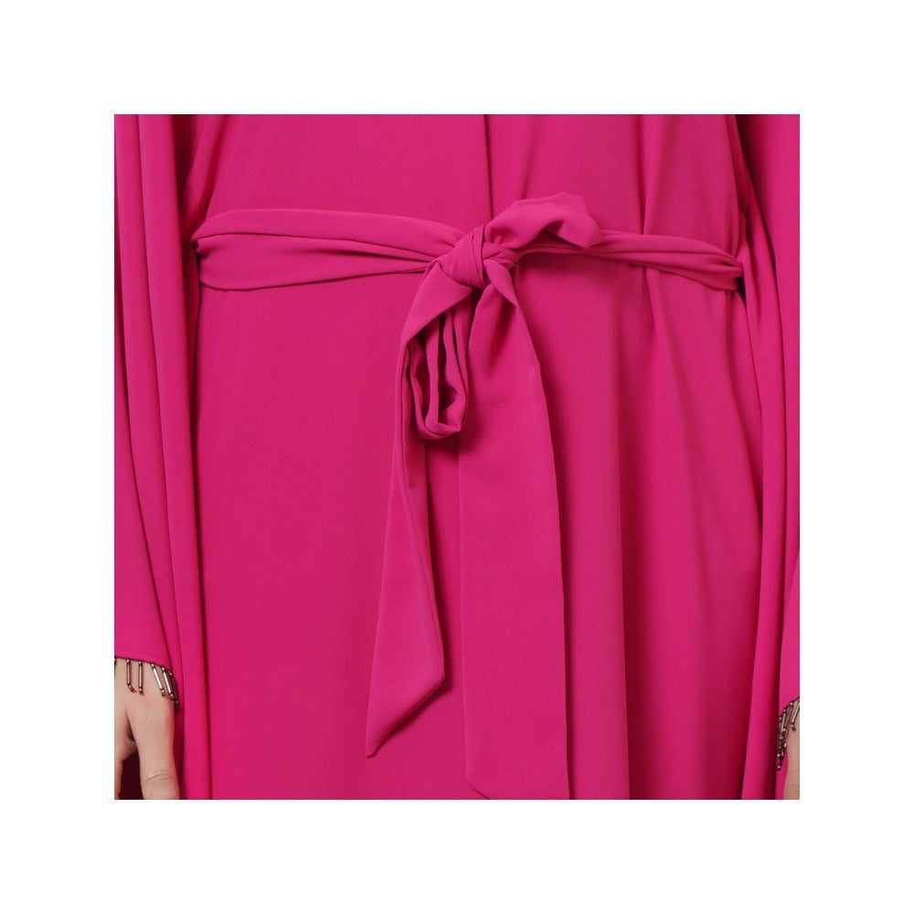 First Resort by Ramola Bachchan Bright Pink Neckline Kaftan Dress with Belt (Set of 2)