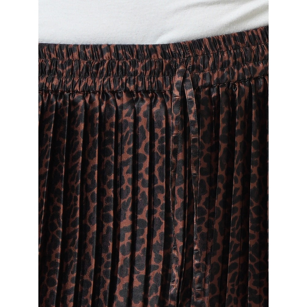 First Resort by Ramola Bachchan Brown Animal Print Pleated Palazzo