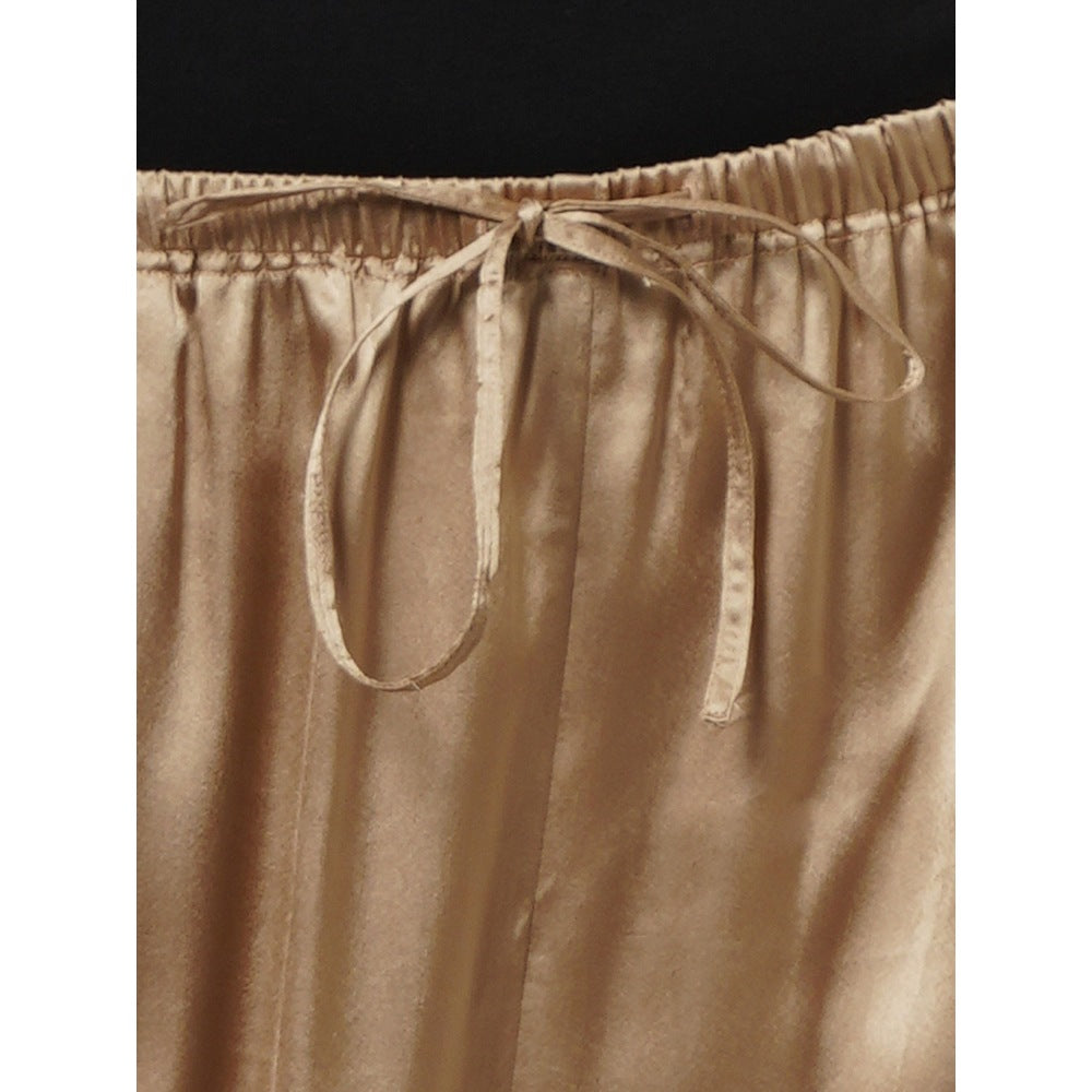First Resort by Ramola Bachchan Gold Satin Straight Pant