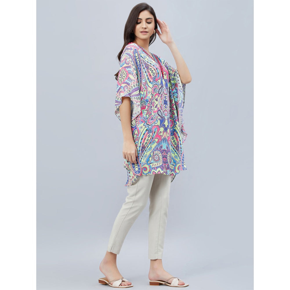 First Resort by Ramola Bachchan Blue Paisley Mini Dress