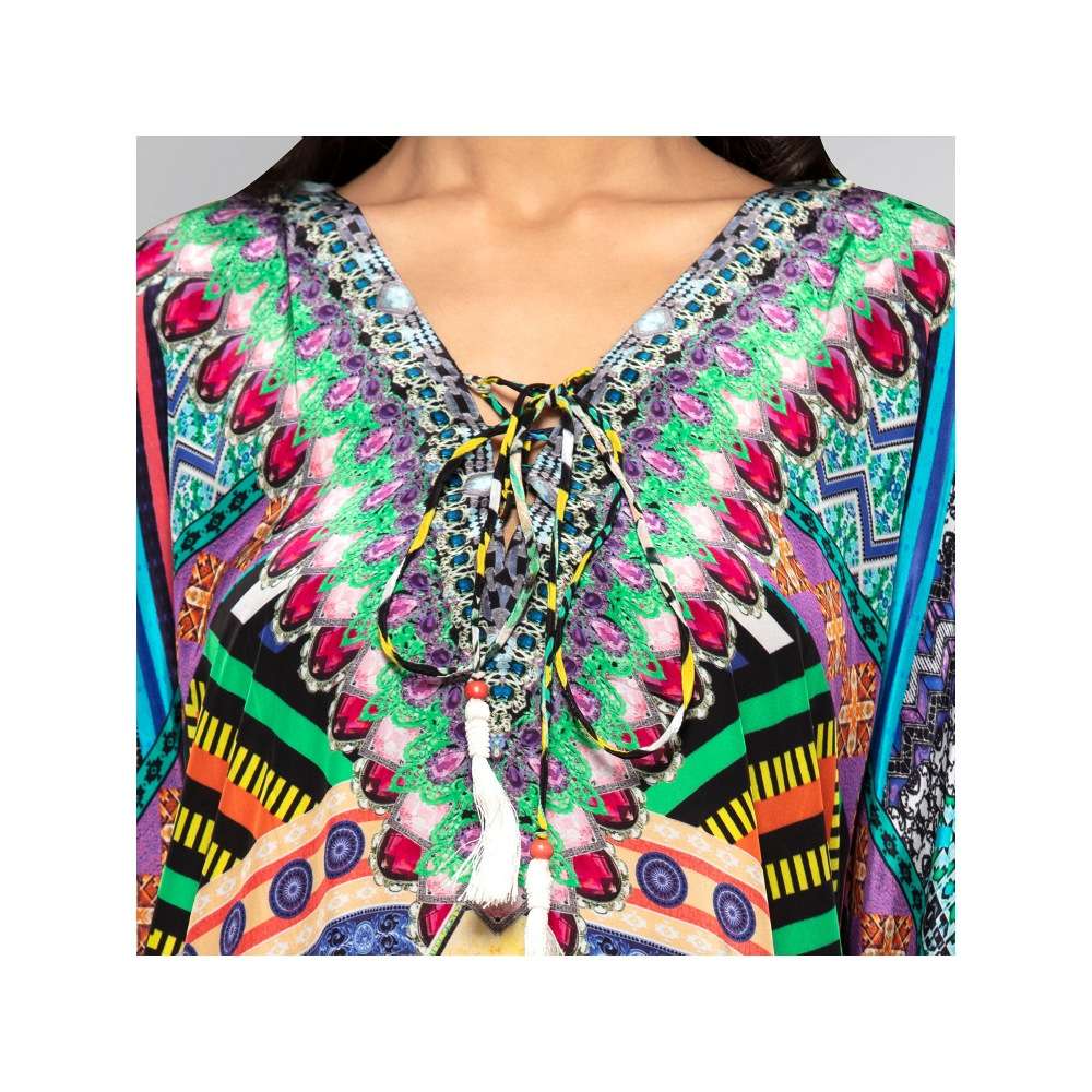 First Resort by Ramola Bachchan Multicoloured Geometric Kaftan Tunic