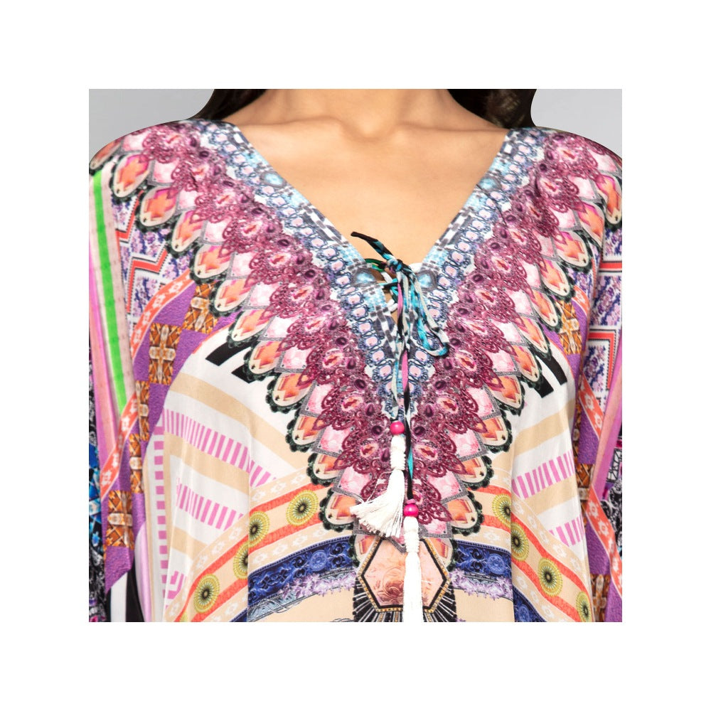 First Resort by Ramola Bachchan Pink Geometric Kaftan Tunic