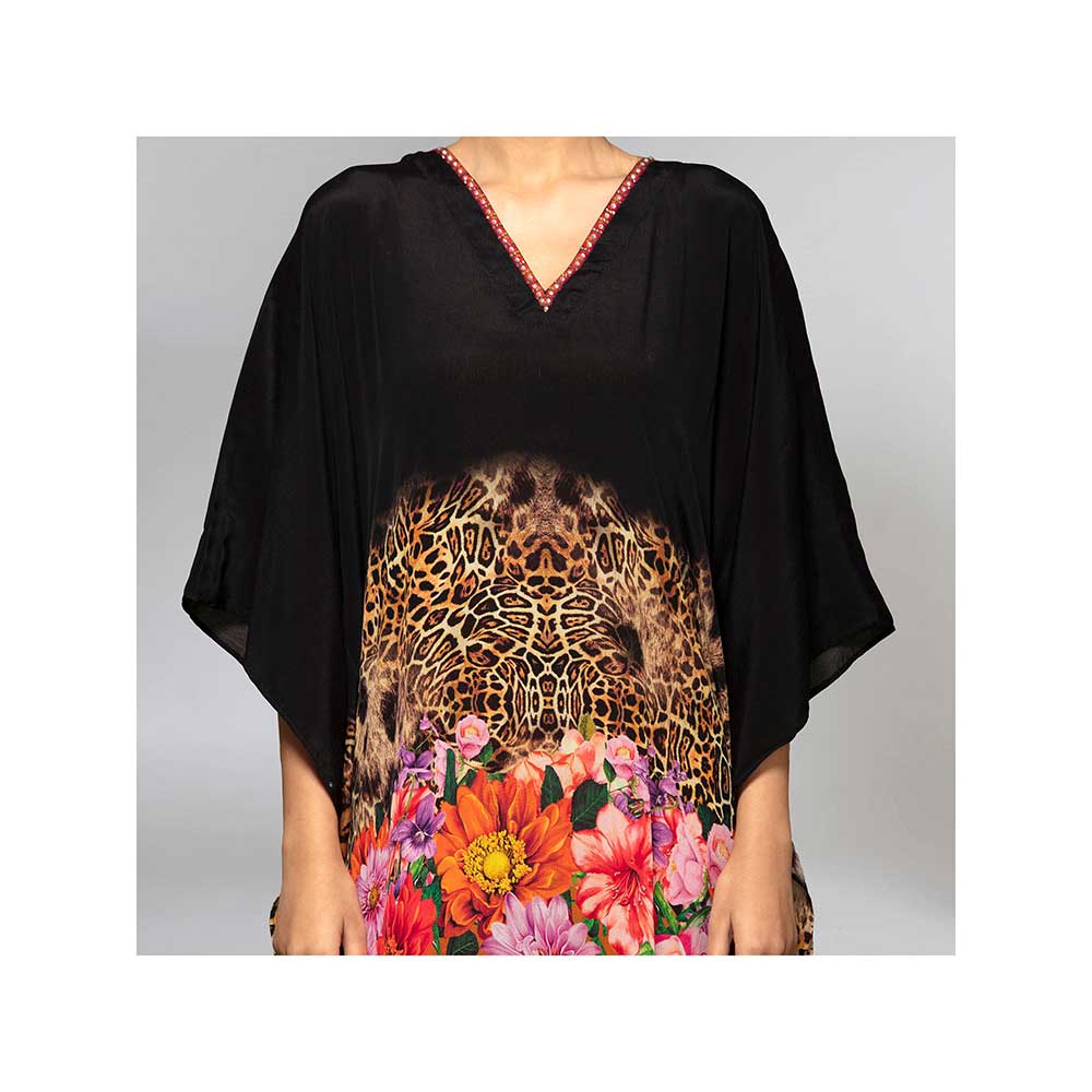 First Resort by Ramola Bachchan Black And Orange Kaftan Tunic