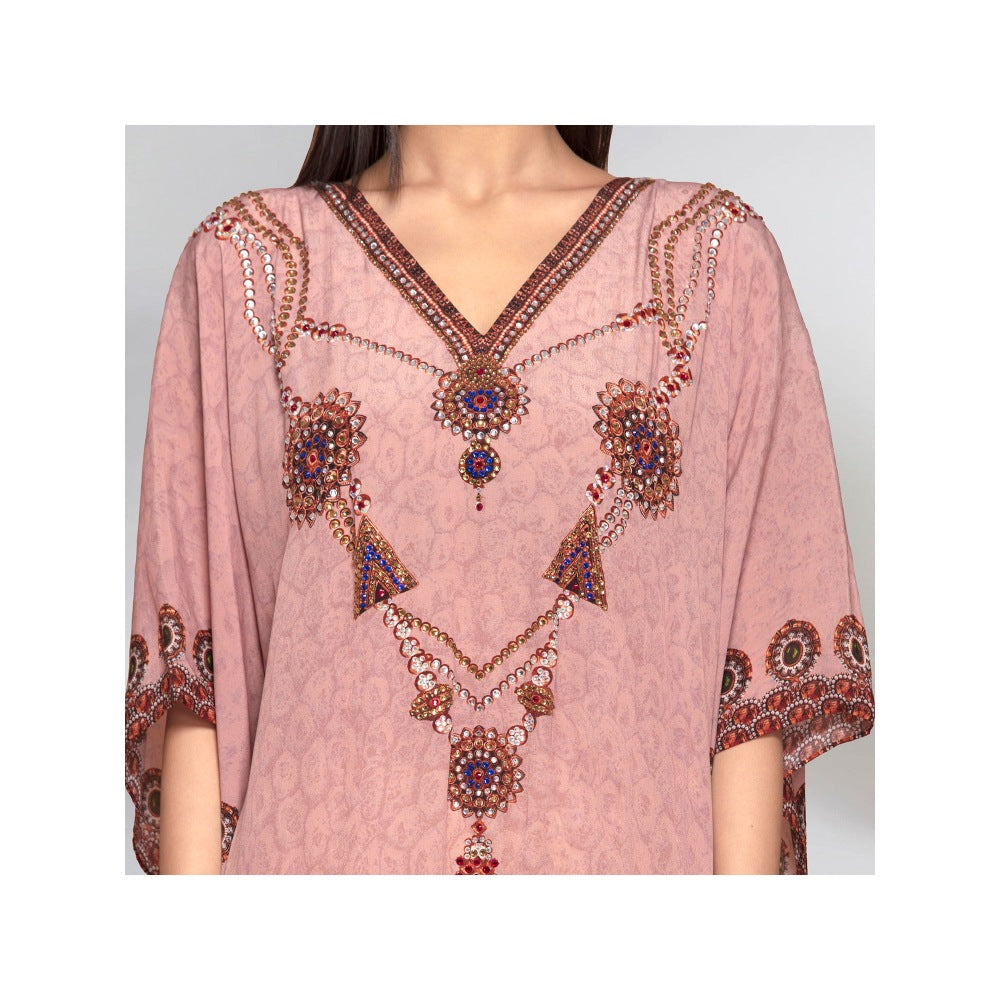First Resort by Ramola Bachchan Pink Pearl Full Length Kaftan