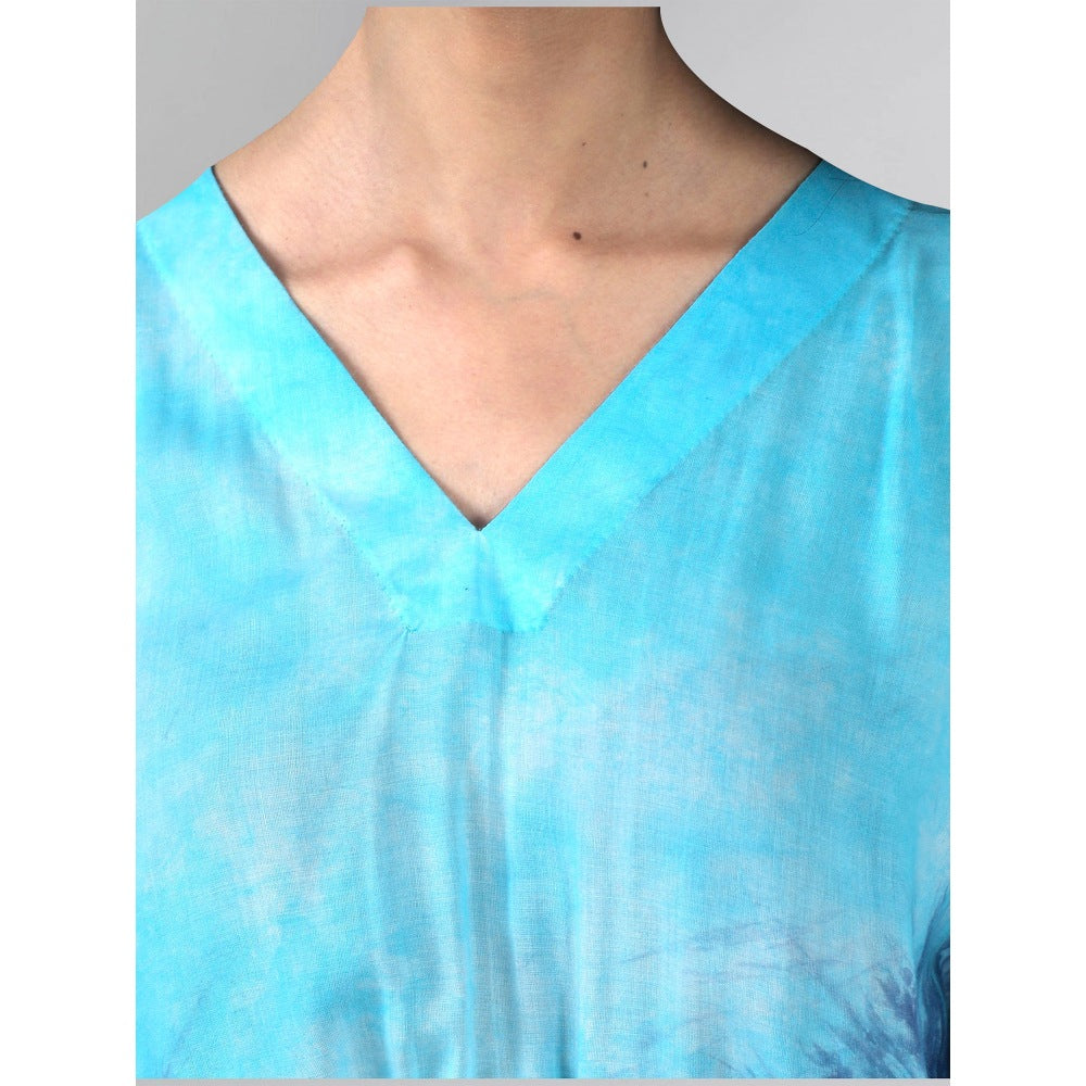 First Resort by Ramola Bachchan Blue Tie-Dye Full Length Kaftan