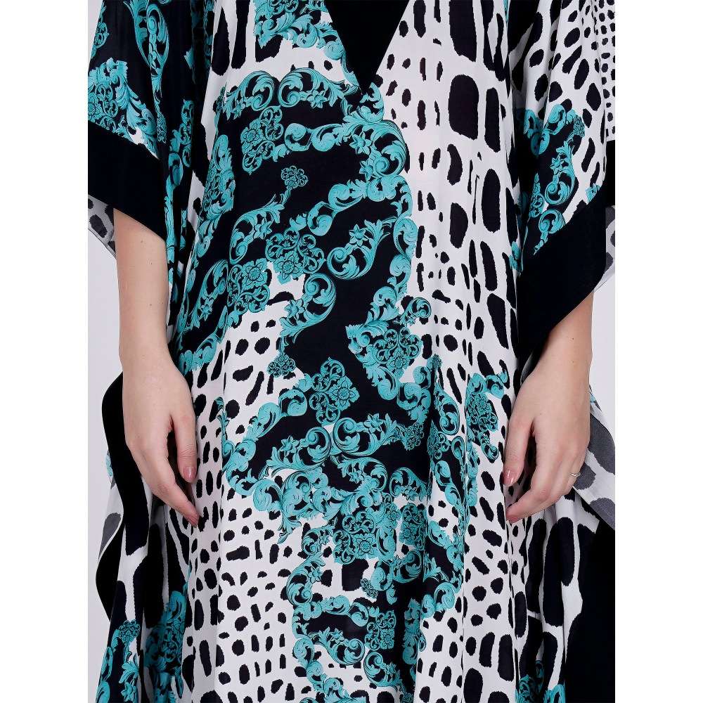First Resort by Ramola Bachchan Blue Baroque Full Length Kaftan