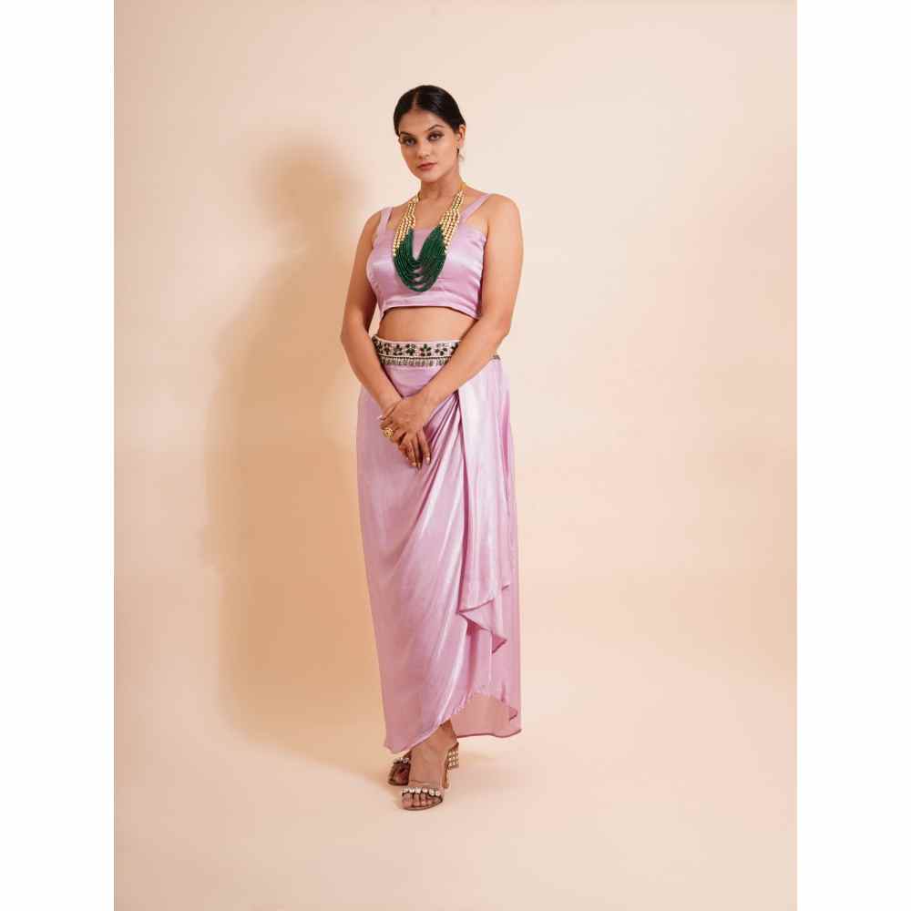 Farha Syed 4 Piece Shrug With Belt And Drape Skirt And Bustier (Set of 4)