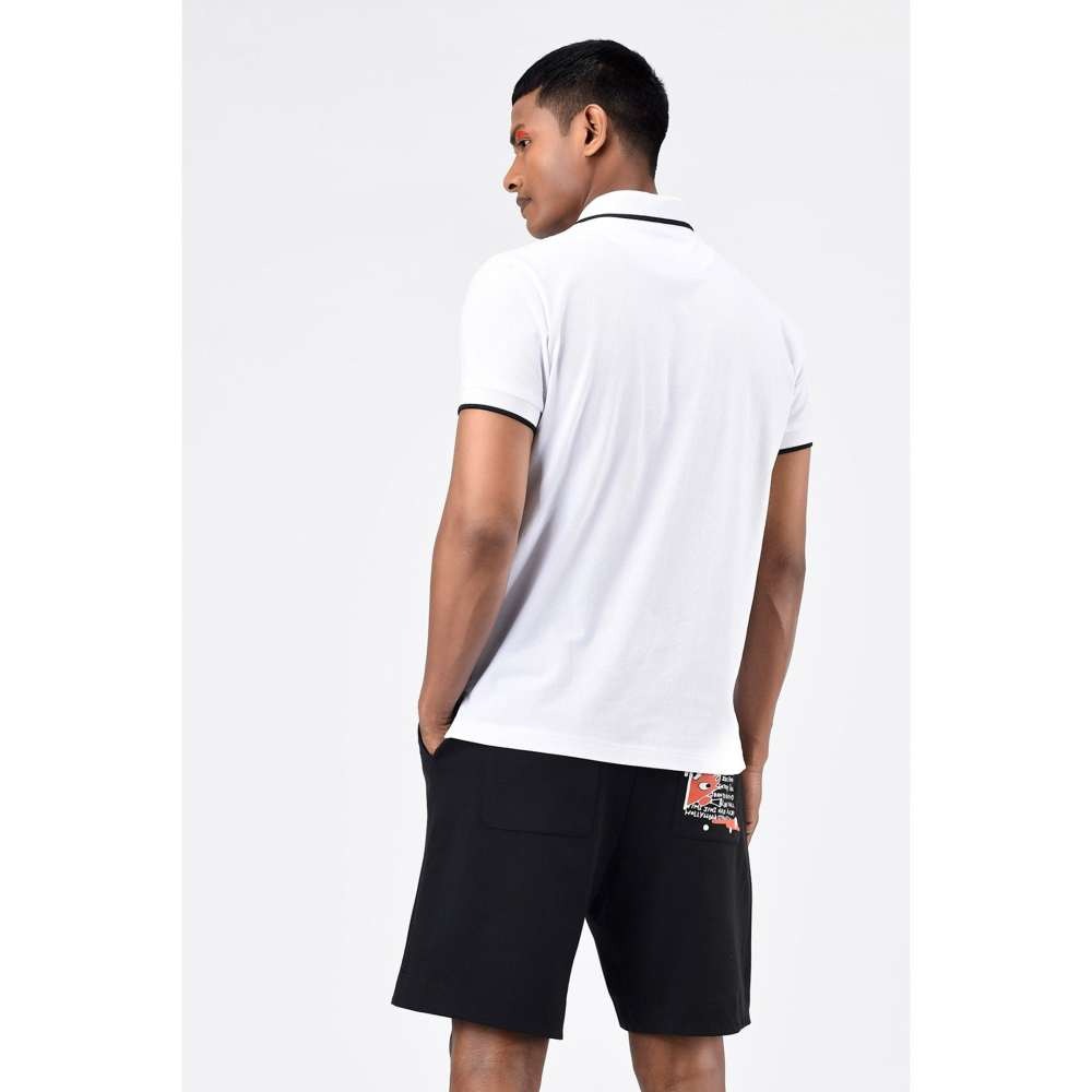 Genes Lecoanet Hemant White Printed Mens Polo T-Shirt