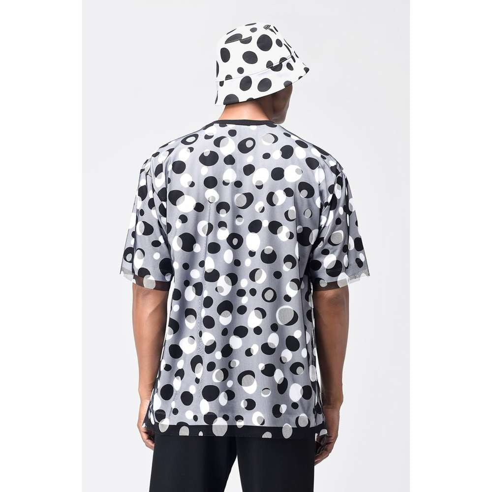 Genes Lecoanet Hemant Grey Polka Dot Tulle Mens T-Shirt