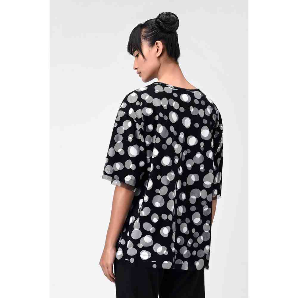 Genes Lecoanet Hemant Black Polka Dot Tulle T-Shirt