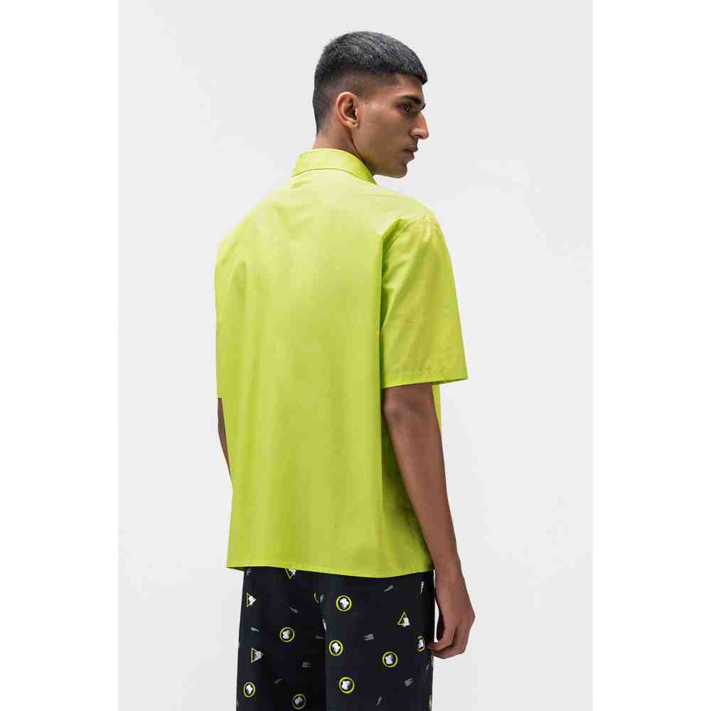 Genes Lecoanet Hemant Green Mens Shirt with Asymmetrical Pockets