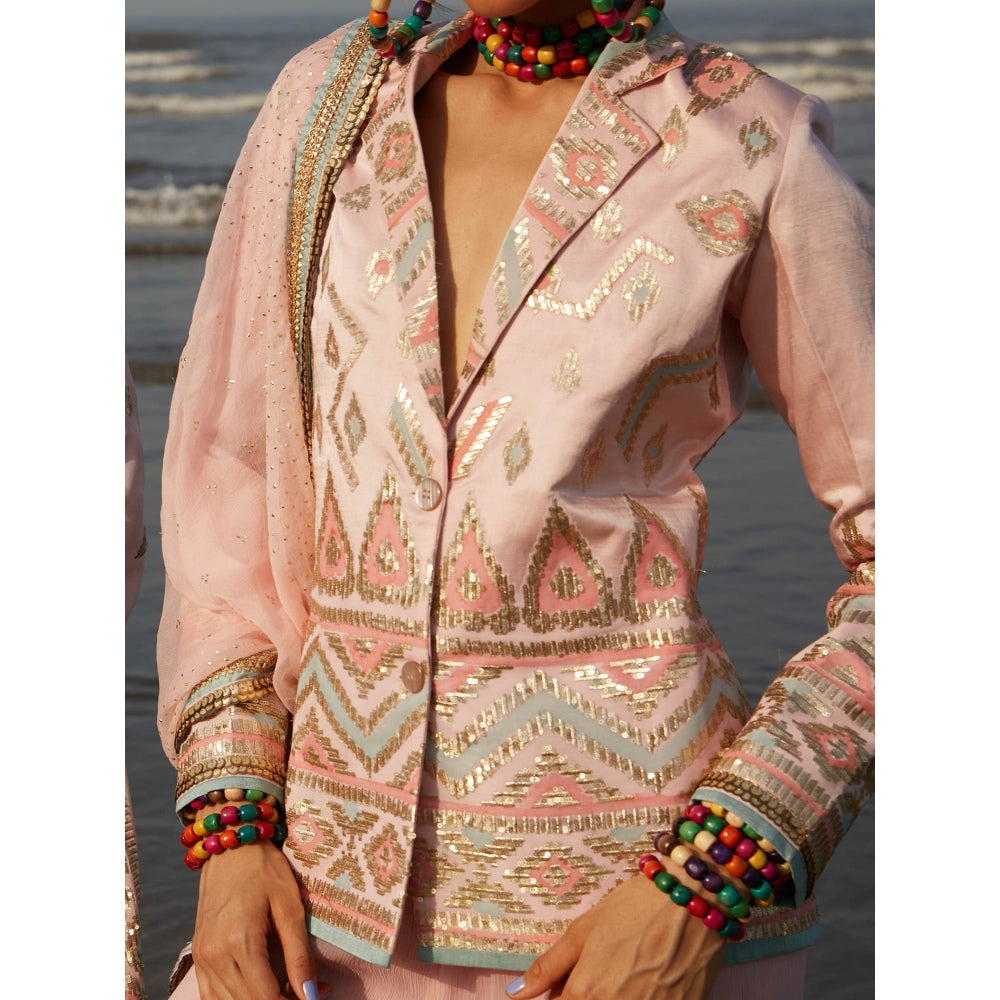 Gopi Vaid Pink Afreen Jacket with Sharara (Set of 2)