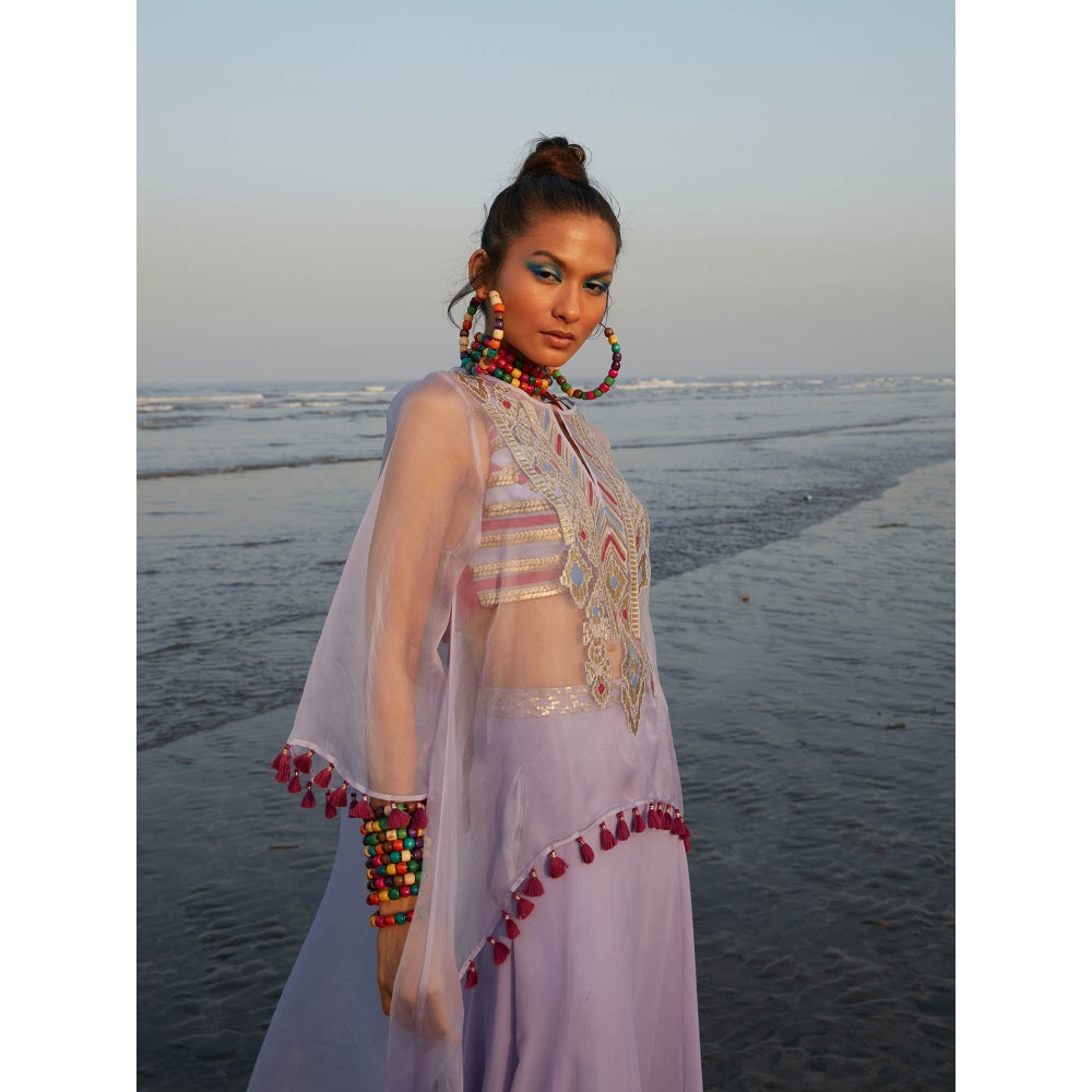 Gopi Vaid Lilac Tasneem Cape (Set of 3)