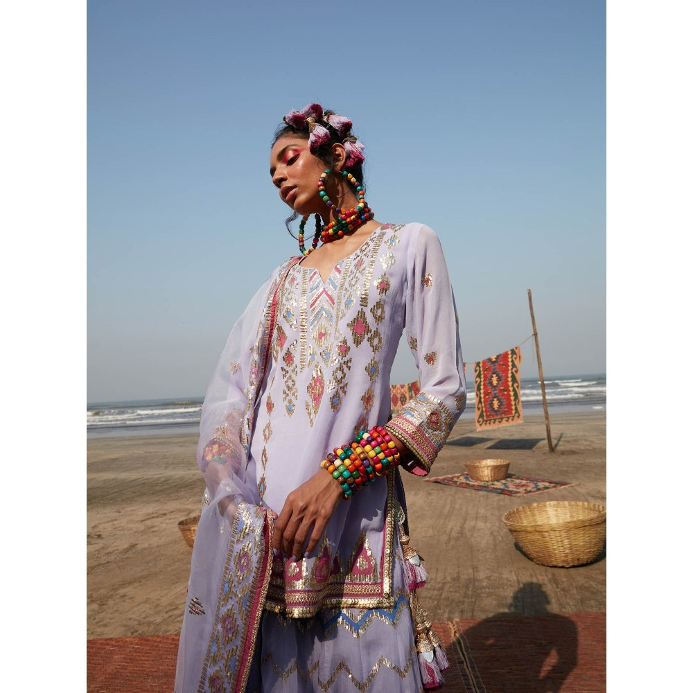 Gopi Vaid Lilac Sabrina Lehenga (Set of 3)
