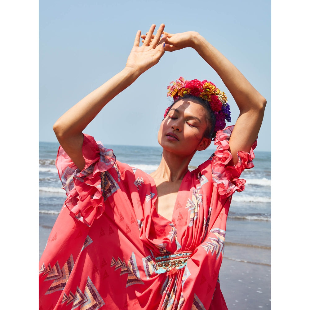 Gopi Vaid Katie Coral loose Kaftan