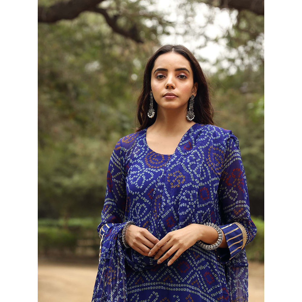 Gulabo Jaipur Sama Blue Straight Kurta And Pant With Dupatta (Set of 3)