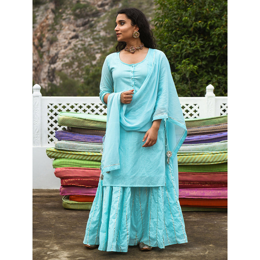 Gulaal Neelan Blue Kurta-Skirt (Set of 3)