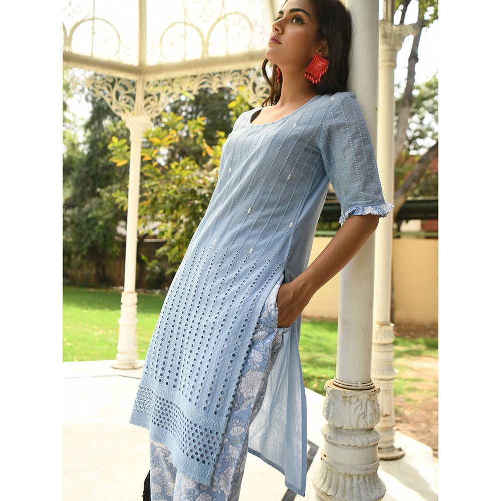 Gulaal Blue Embroidered Kurta