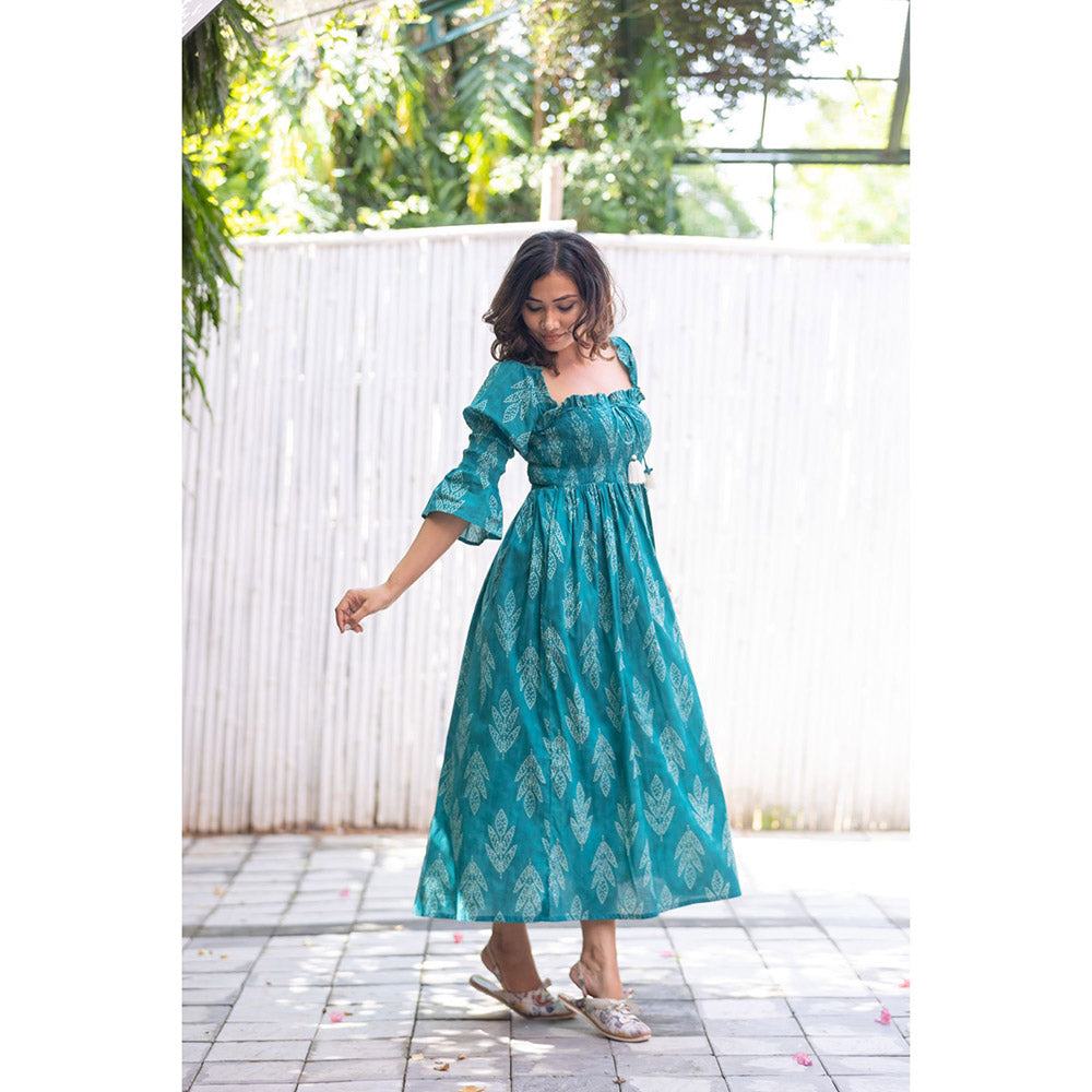Gulaal Turquoise Smocking Dress