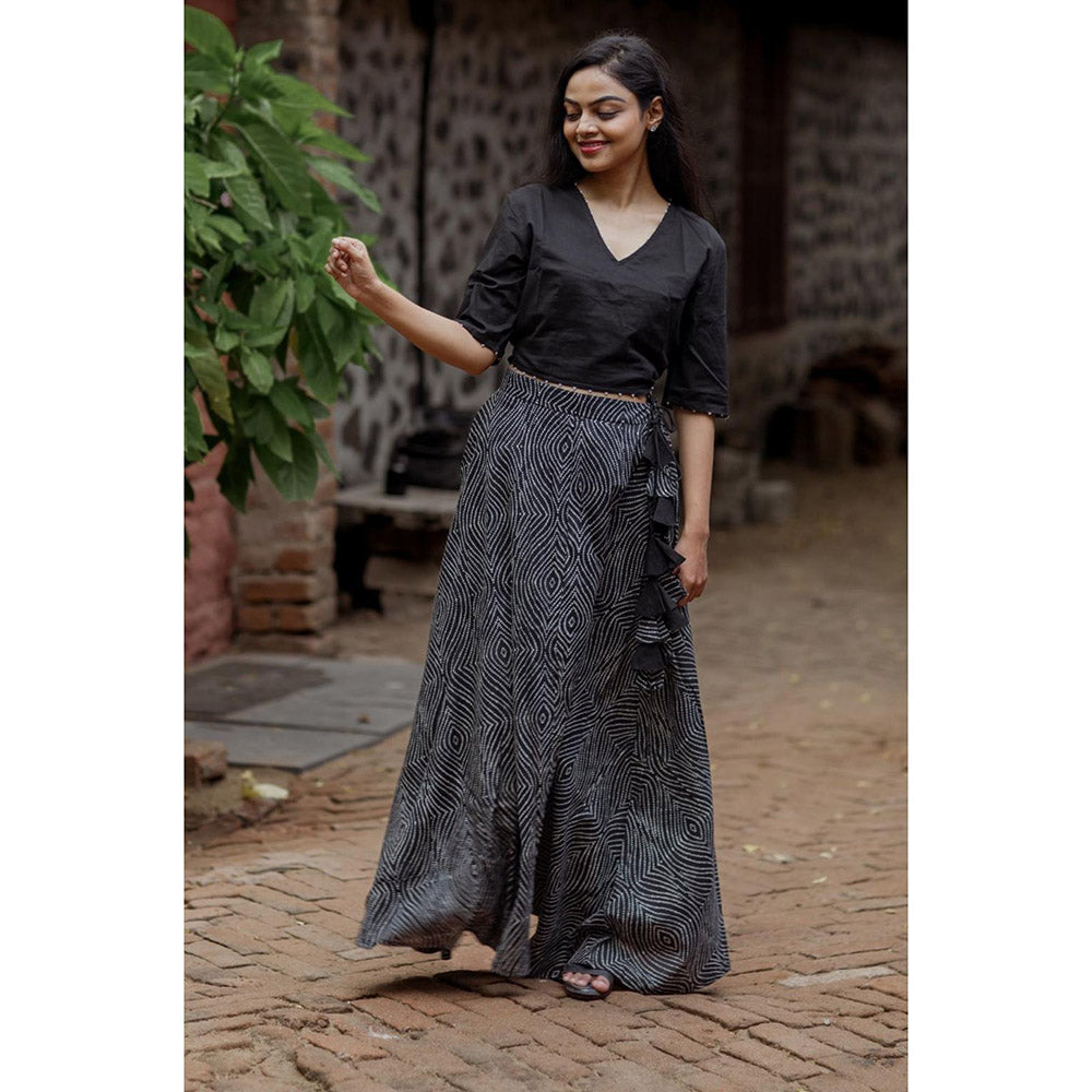 Gulaal Black Bandhani Cotton Skirt