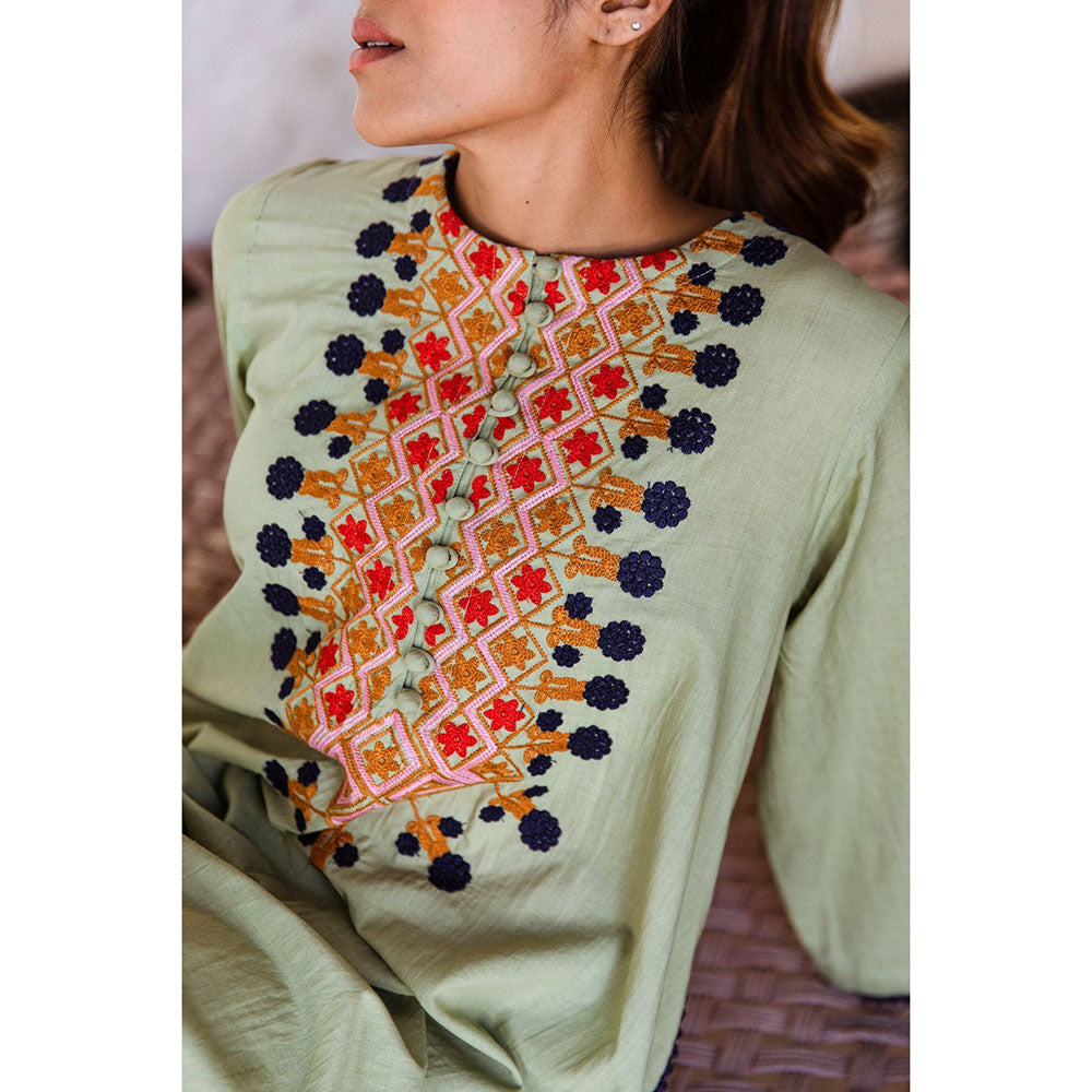 Gulabo Jaipur Arzu Green Kurta (Set of 2)