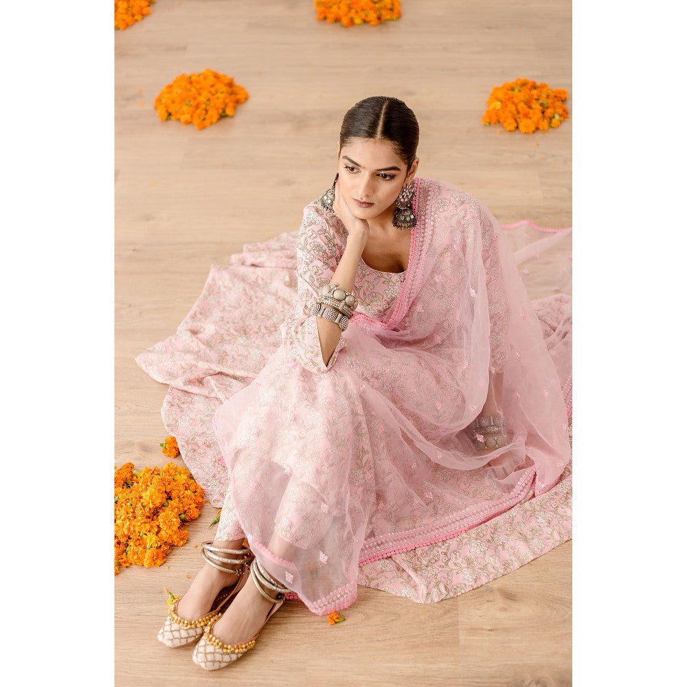 Gulabo Jaipur Khushi Pink Anarkali (Set of 3)