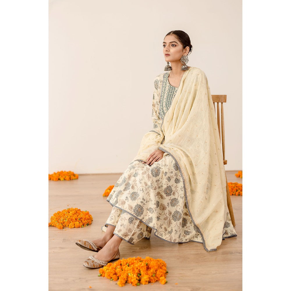 Gulabo Jaipur Sonam Blue Anarkali (Set of 3)