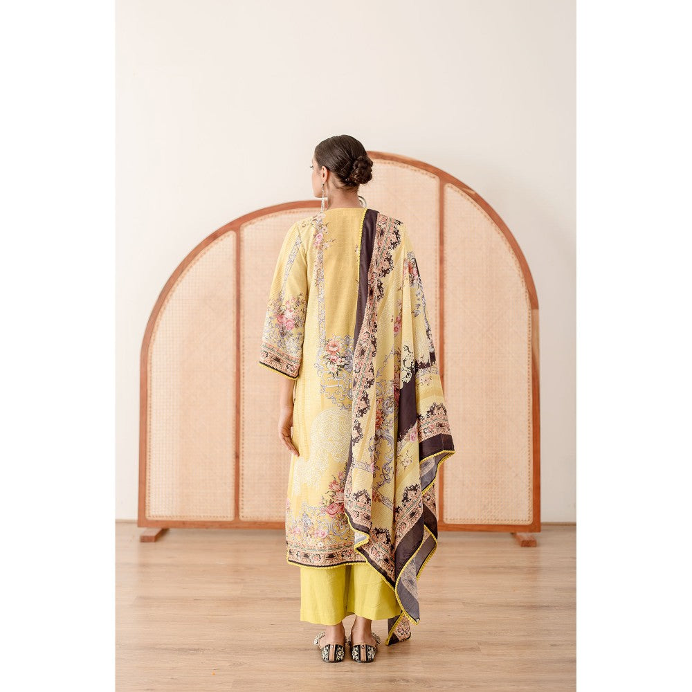 Gulabo Jaipur Zara Yellow Straight Kurta with Pant (Set of 3)