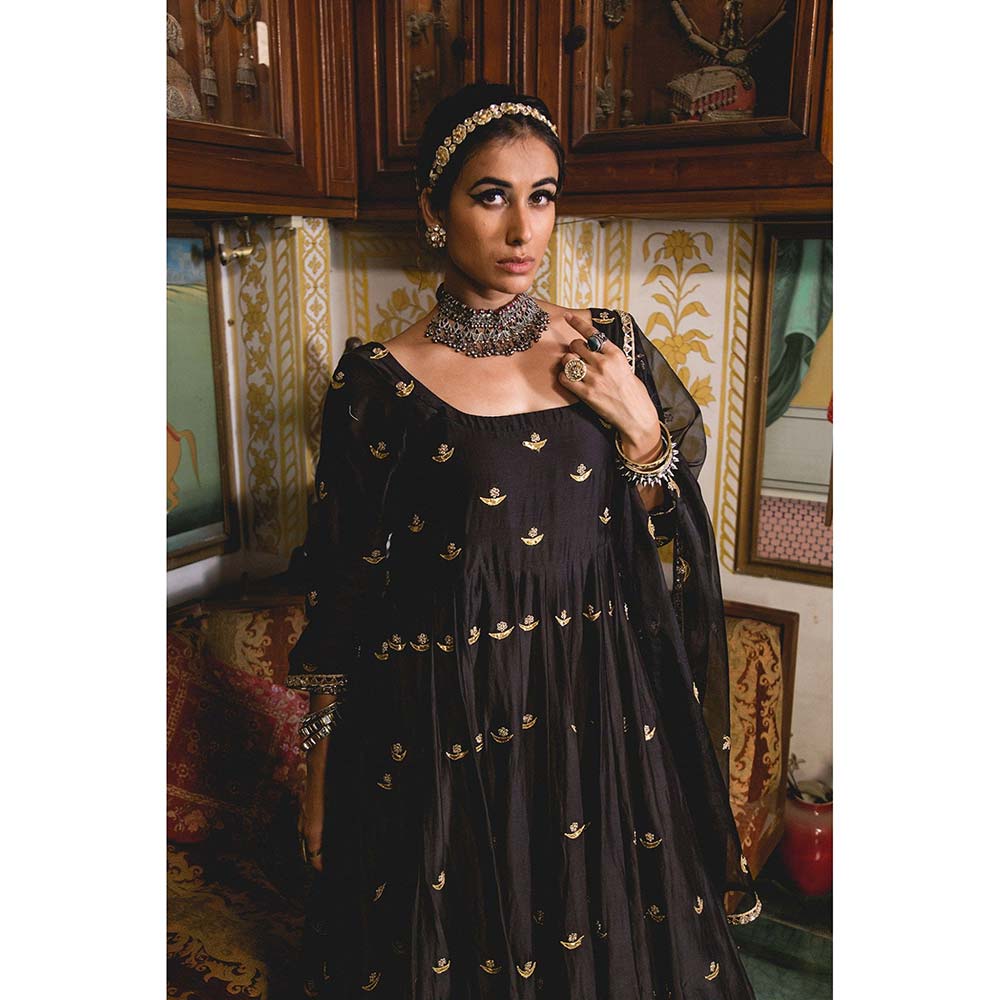 Gulabo Jaipur Chandni Black Anarkali (Set of 3)