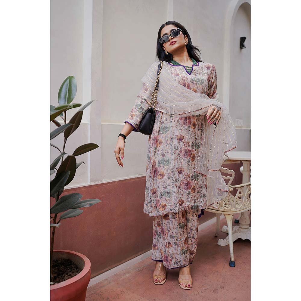 Gulabo Jaipur Meer Multi-Color Printed Embellished Kurta (Set of 3)