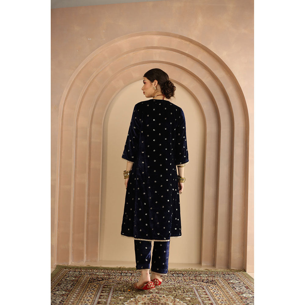 Gulabo Jaipur Chitra Kurta and Pant-Navy Blue (Set of 2)