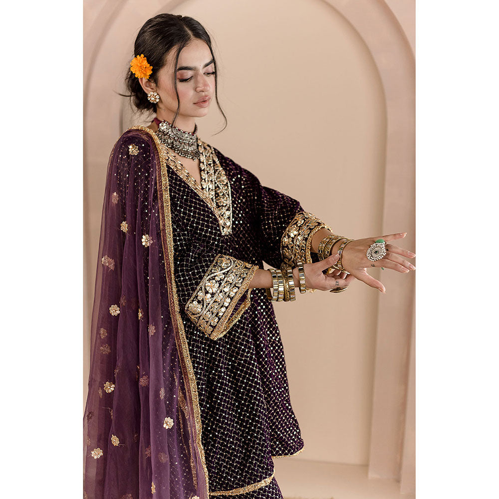 Gulabo Jaipur Gauhar Kurta and Pant-Purple (Set of 3)