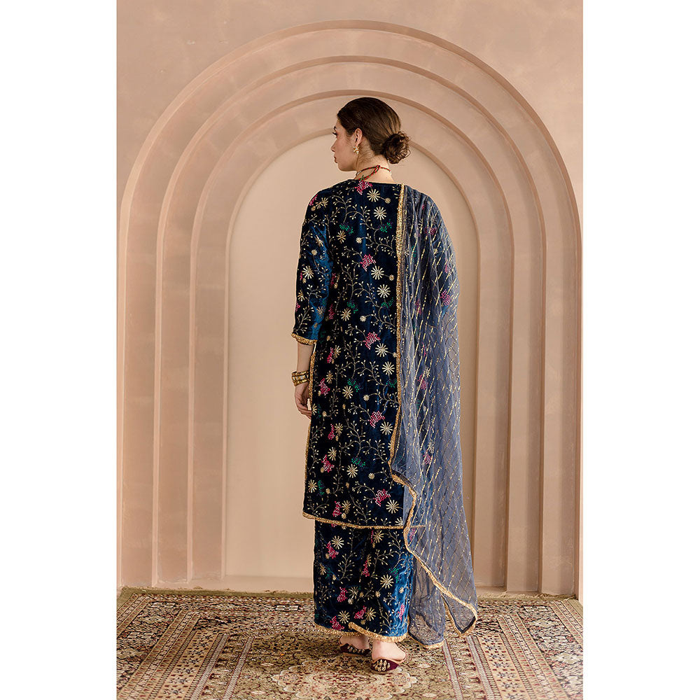 Gulabo Jaipur Chaya Kurta and Pant-Blue (Set of 3)