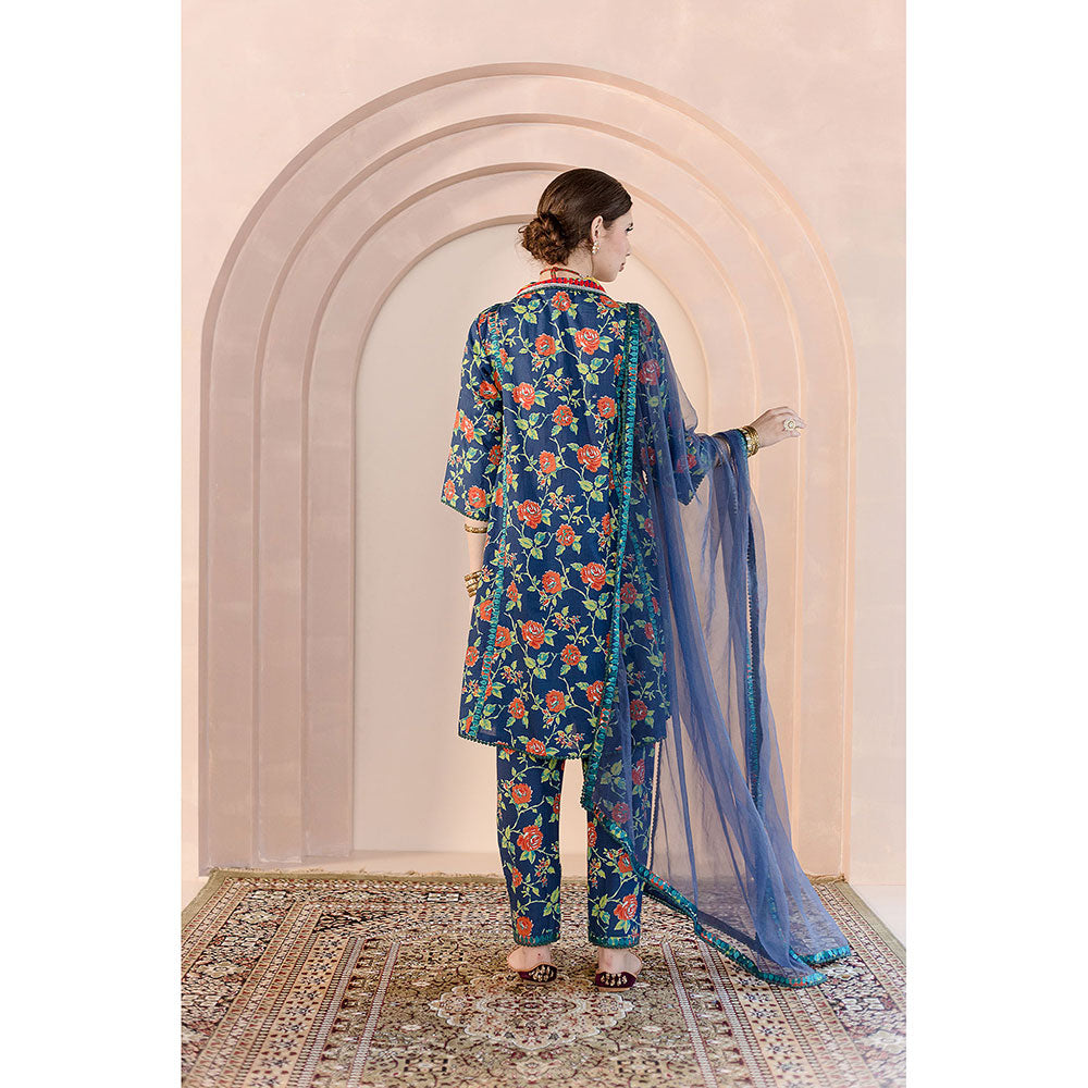 Gulabo Jaipur Tanvi Kurta and Pant-Blue (Set of 3)