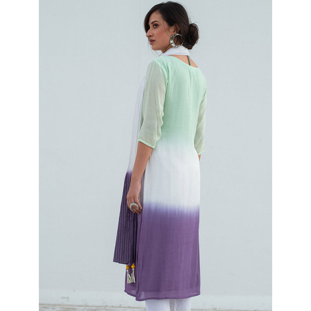 Gulaal White Rasha Dip-Dye Kurta
