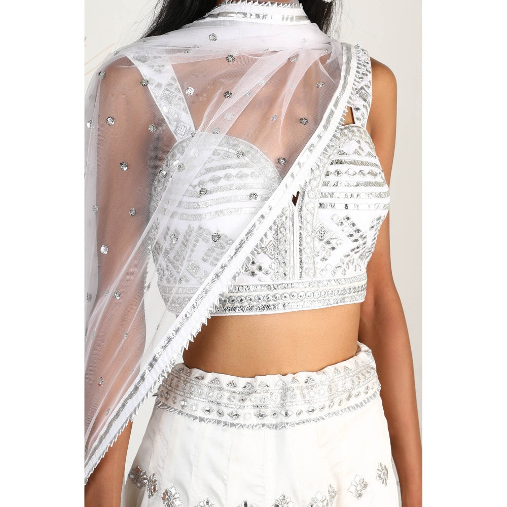 Gopi Vaid Embellished Chand Lehenga Bustier And Blouse With Dupatta (Set of 3)