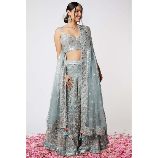 Gopi Vaid Noor Lehenga with Bustier (Set of 3)