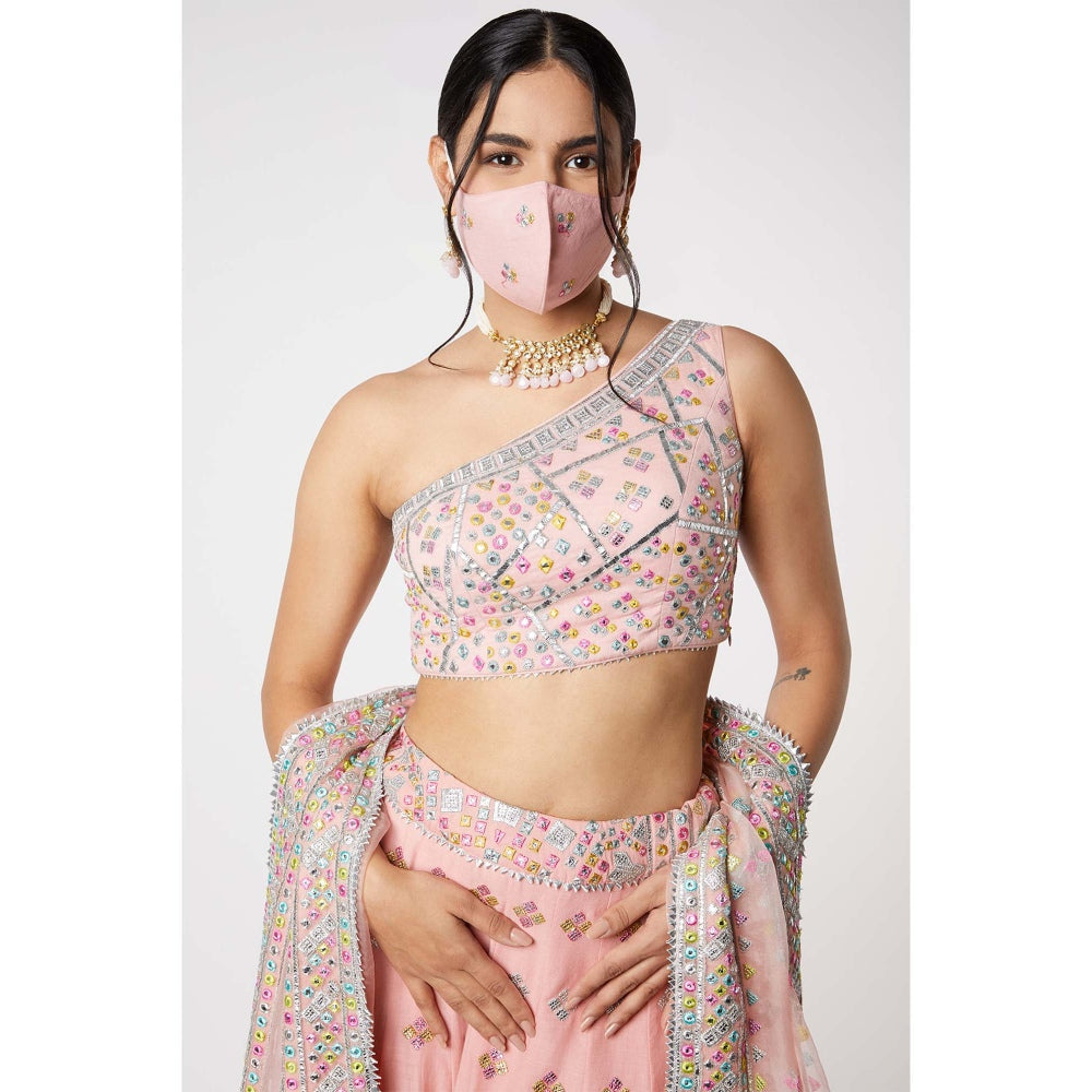 Gopi Vaid Noor One Shoulder Lehenga (Set of 3)