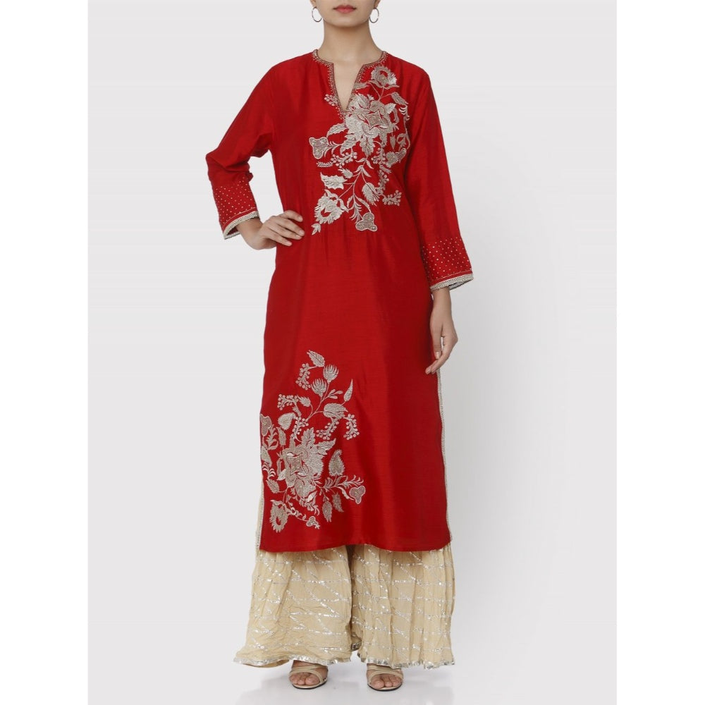 Gopi Vaid Red Patna Tunic