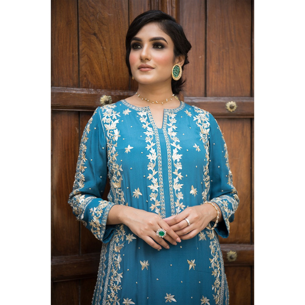 House Of Muher Aashna Teal Blue Kurta Set
