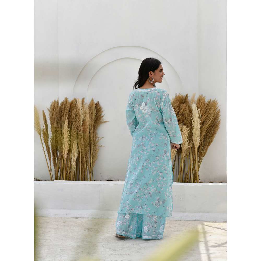House of Chikankari Kamilah Chikankari Mulmul Straight Kurta (Set of 2)